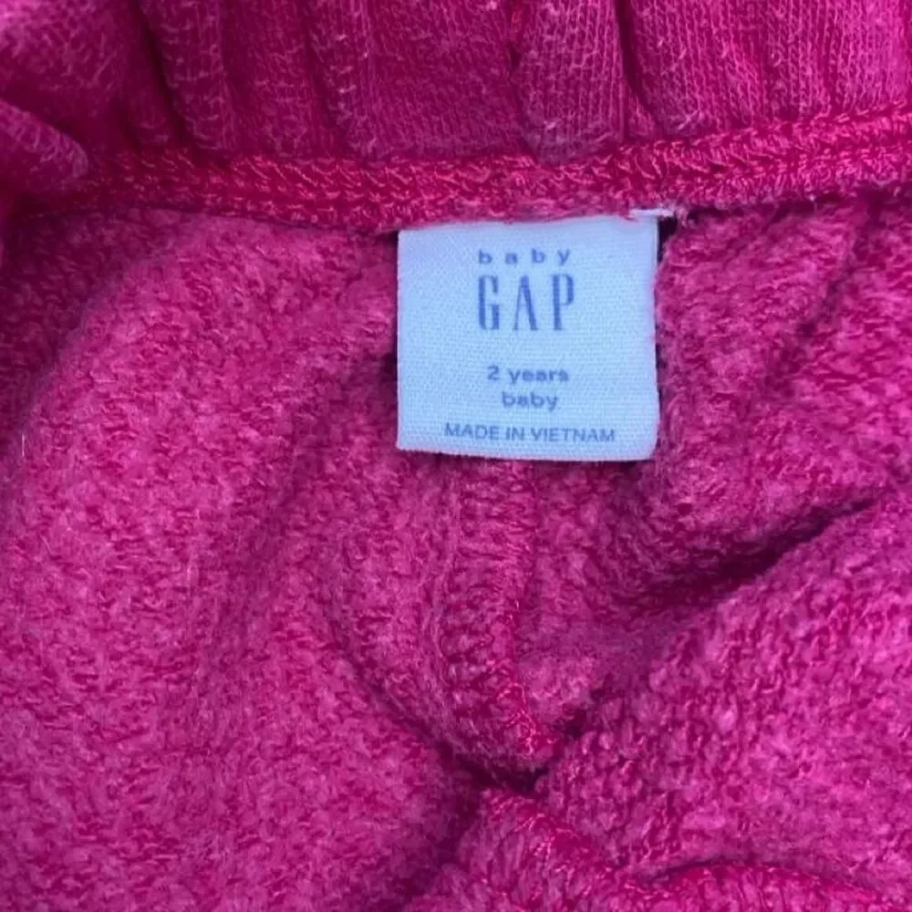 Baby Gap Toddler Joggers 2T Magenta Pink Floral Logo Elastic Waist